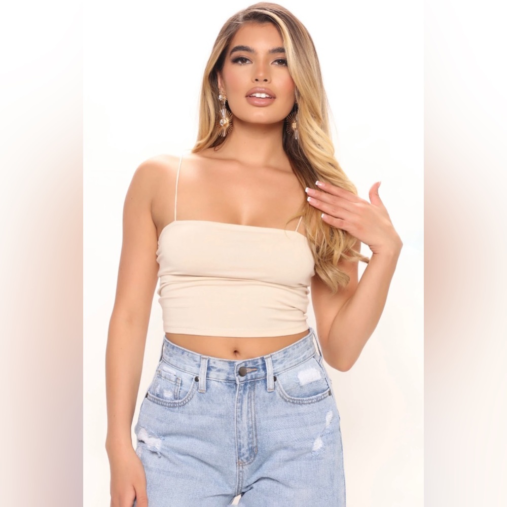 Hailee Crop Tank Top-Taupe